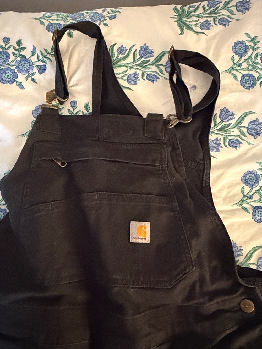 Carhartt Black Women's Canvas Bib Overalls Ashland medium short length